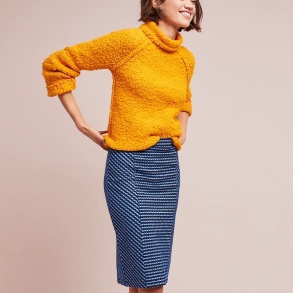 Anthropologie Maeve textured indigo pencil skirt Size XS - Picture 2 of 8